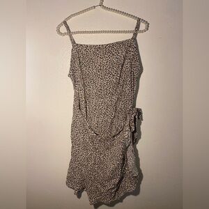 ABERCROMBIE AND FITCH Women's Mini Wrap Dress Tie Sleeveless Cheetah Size XL